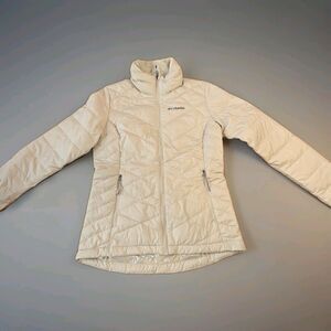 Columbia Omni-Heat Women’s Puffer Jacket Size S Cream Quilted Insulated Coat